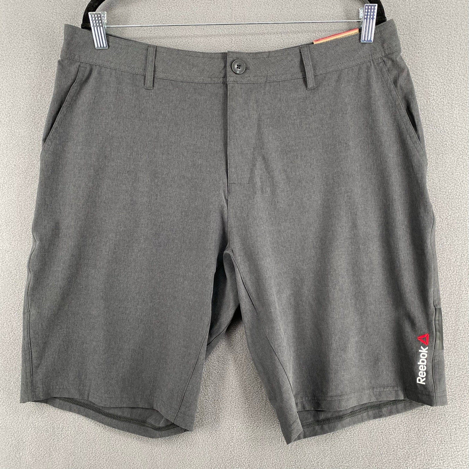 Reebok Hybrid Training Shorts Mens 36 Gray Speedwick Swim Outdoor Hiking Golf