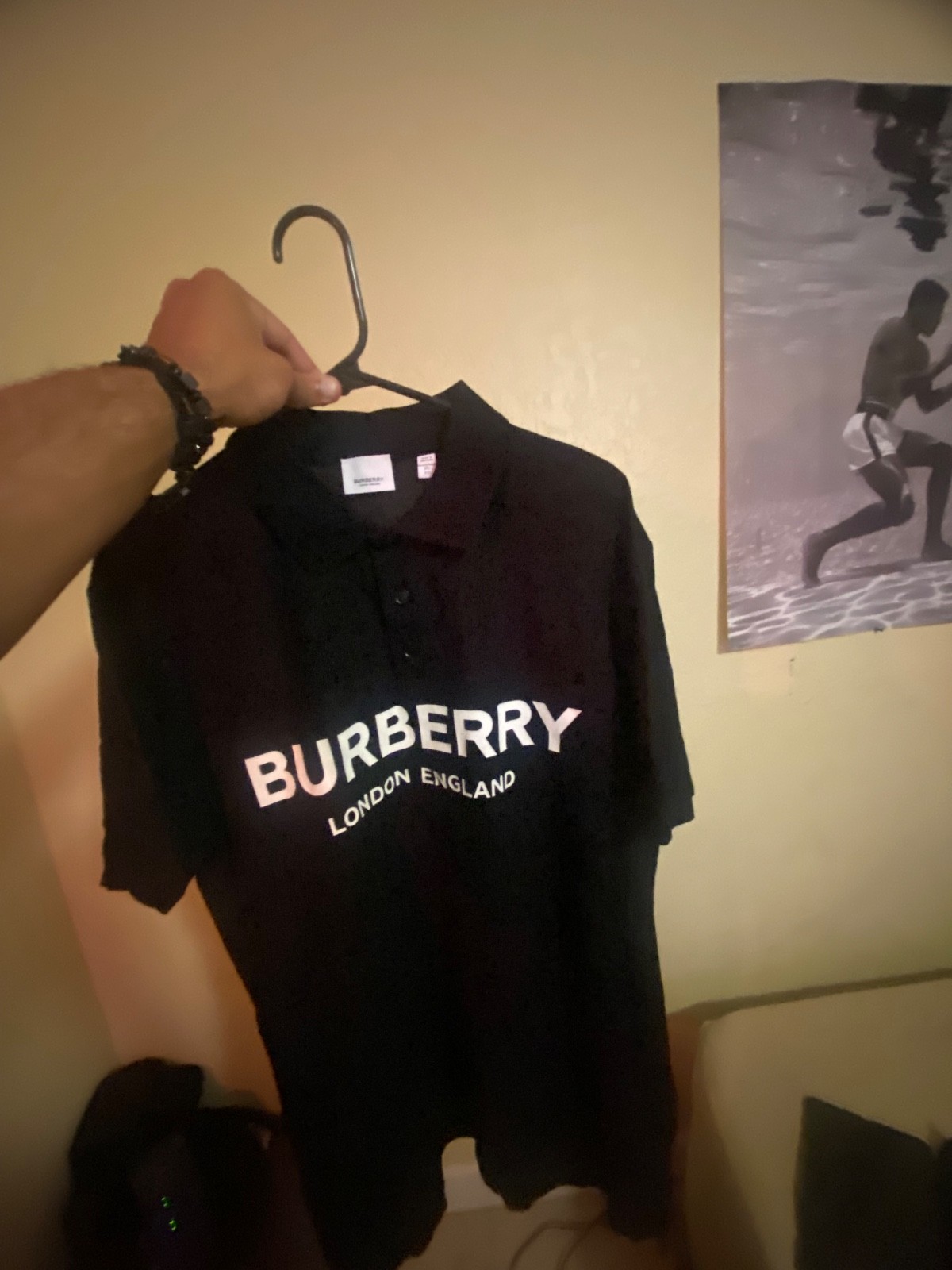 Burberry black polo shirt xl