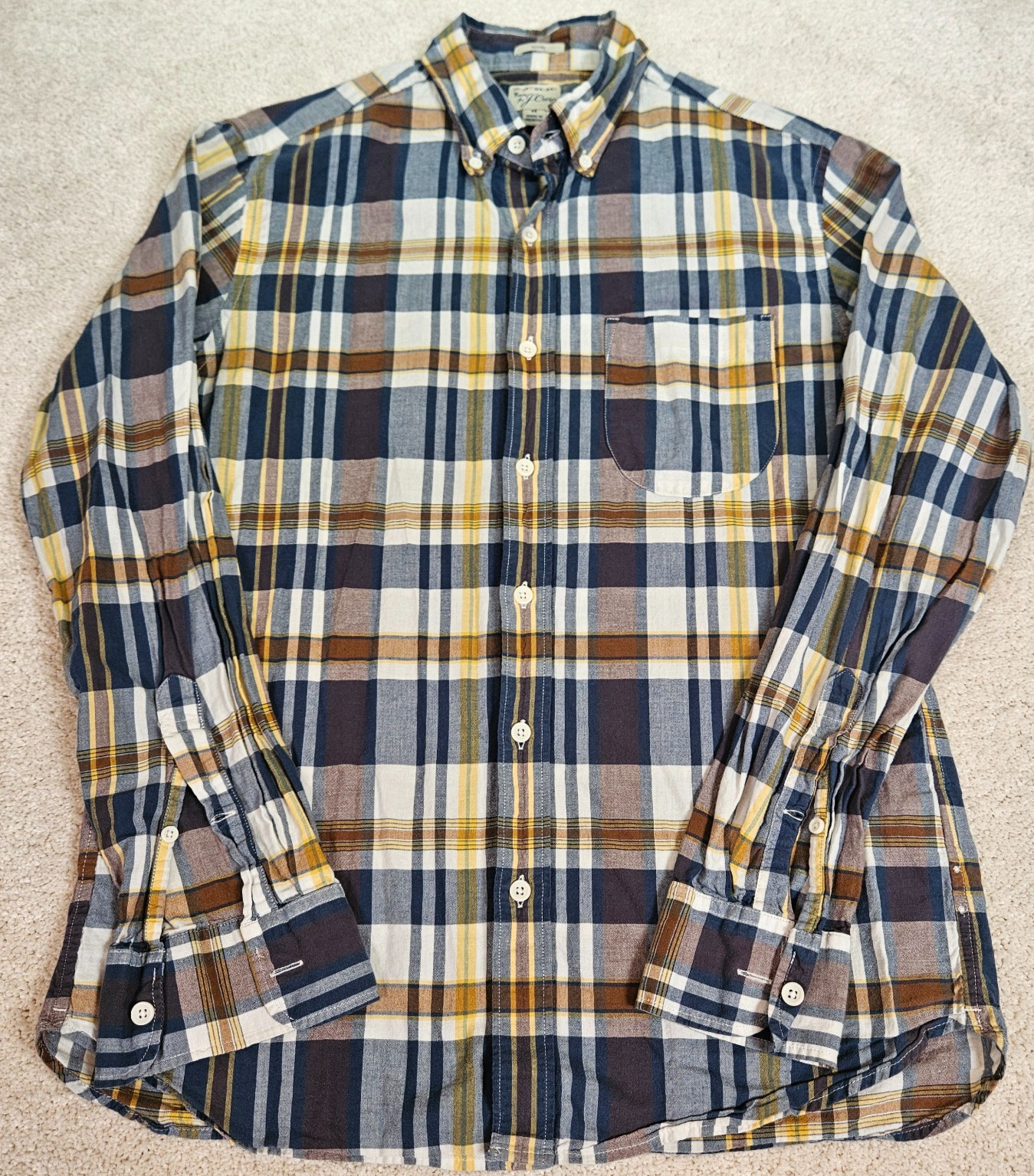 J.Crew Indian Madras Shirt Mens M Slim Fit Plaid Summer Cotton Preppy Heritage