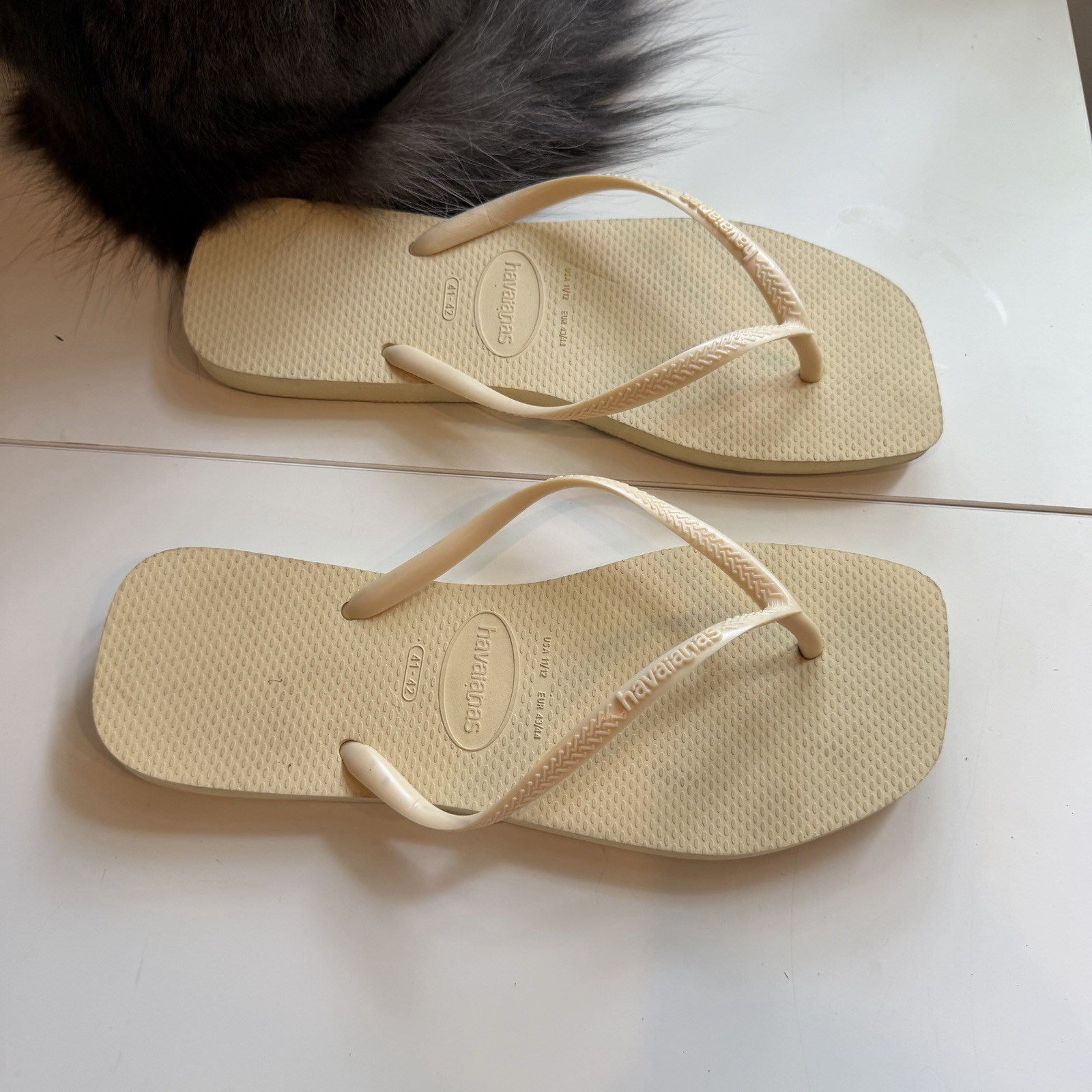Butter Yellow Havaianas Slim Square Toe Flip Flops