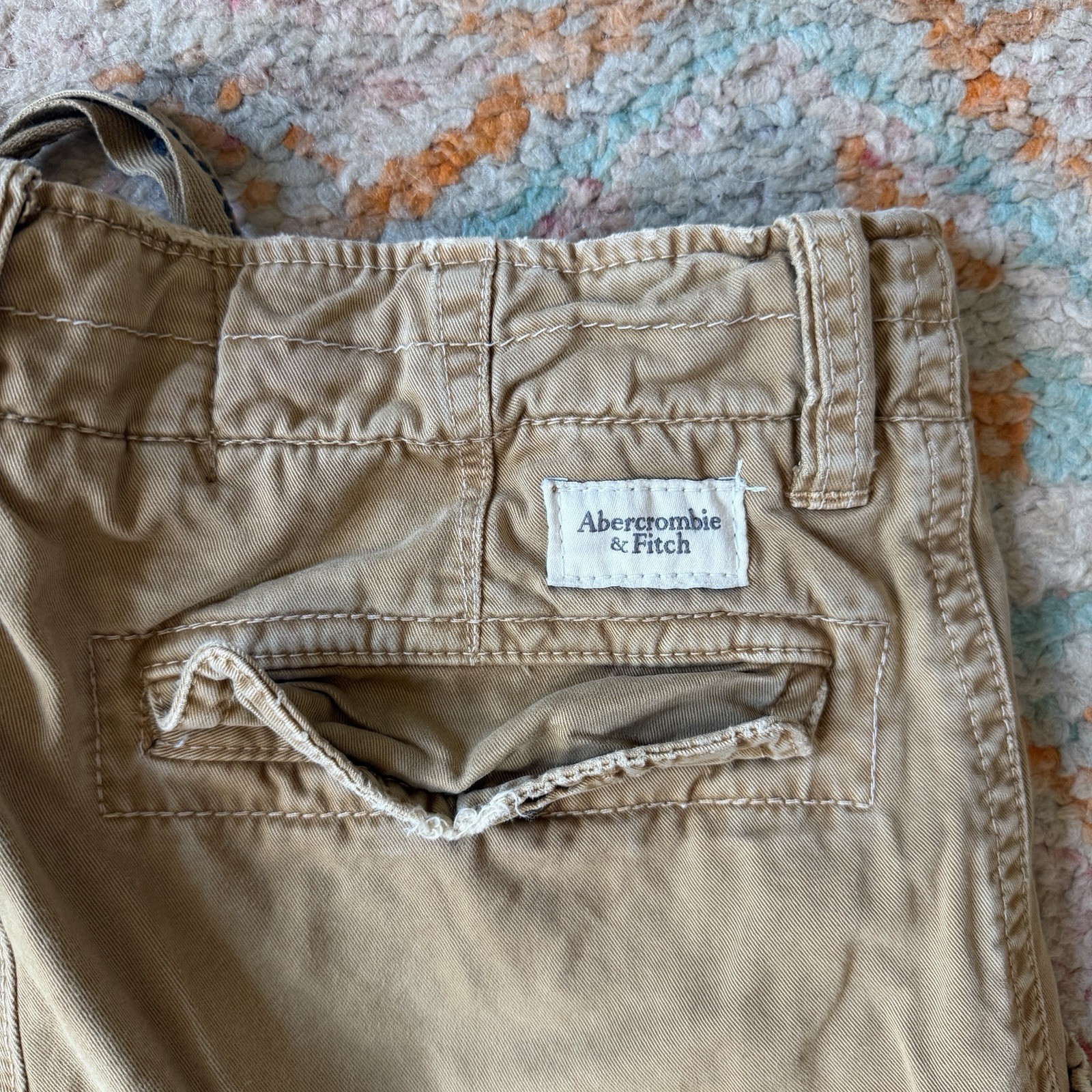 Abercrombie & Fitch Men’s Beige Fatigue Chino Pants 32W Flat Front Straight Leg