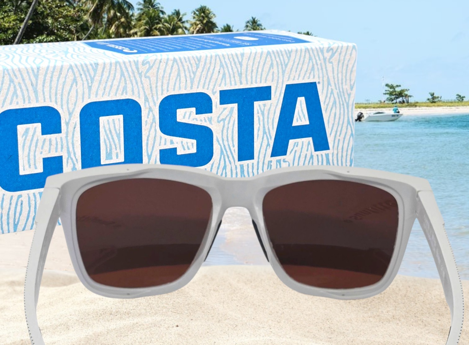 COSTA DEL MAR net light gray/green mirror PESCADOR polarized 580G sunglasses NEW