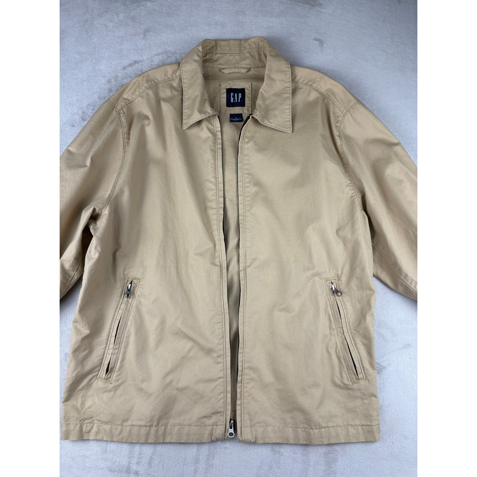 GAP Vintage Mens Barn Jacket Tan Cotton Zip Up Vintage 2004 Large 247222