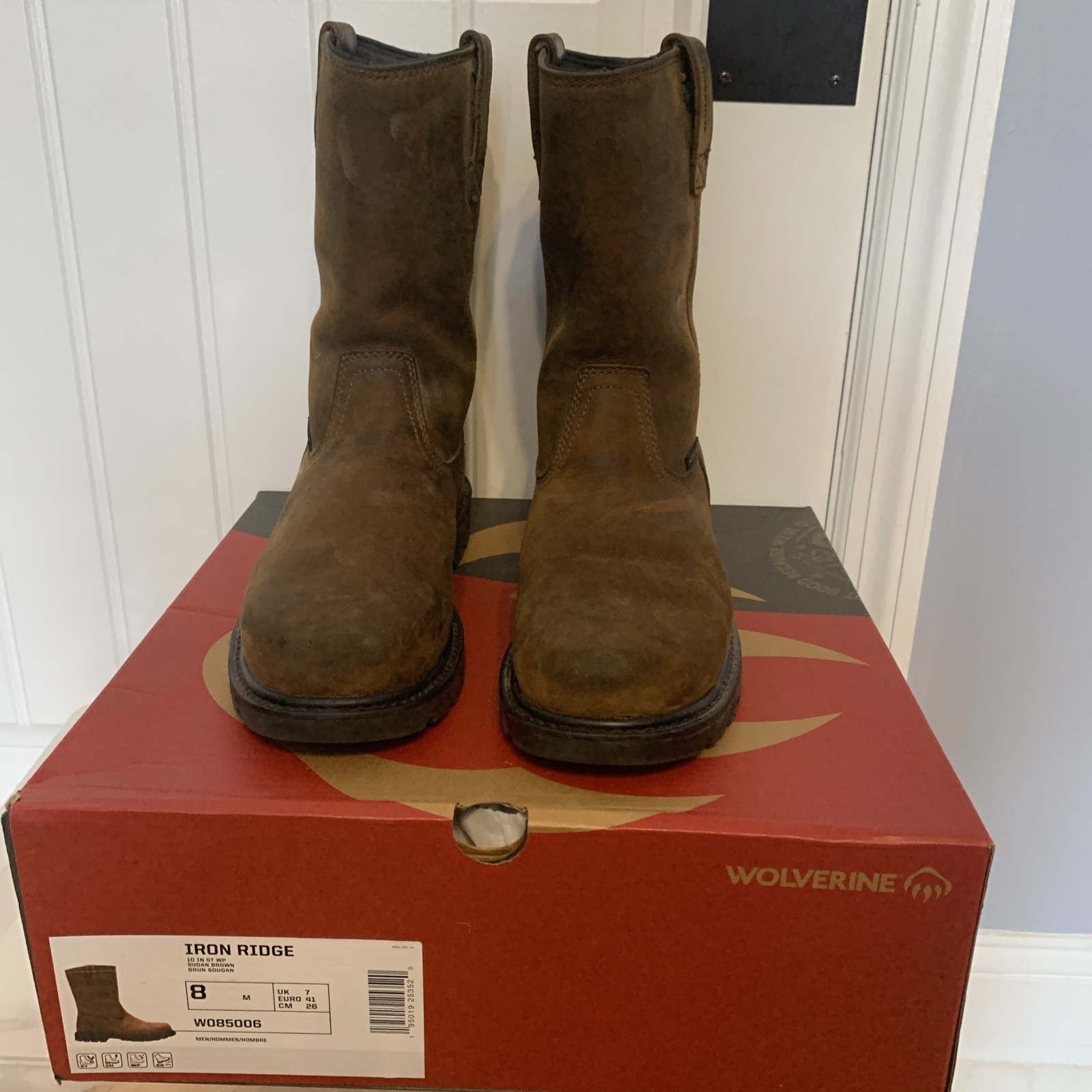 Wolverine Wellington W04727 Men’s Brown Leather Work Boots Size 8m Steel Toe