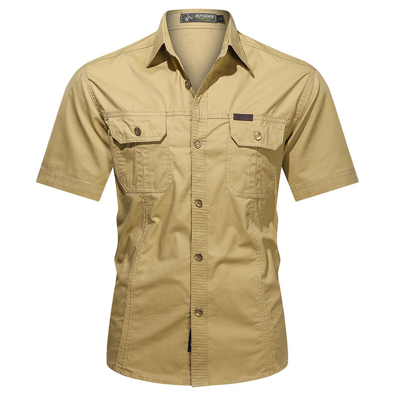 Mens Work Shirts Military Short Sleeves Air Force Army Cotton Casual Shirts Tops
