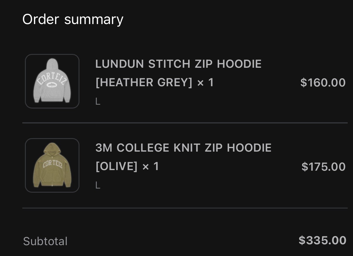 Corteiz Lundun Stitch Zip Hoodie Heather Grey Size L FW25