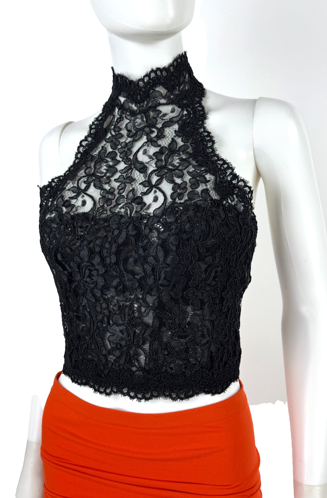 Only Hearts Vintage 36 C US BIack Lace Halter Corset Lingerie Boning Top Auth