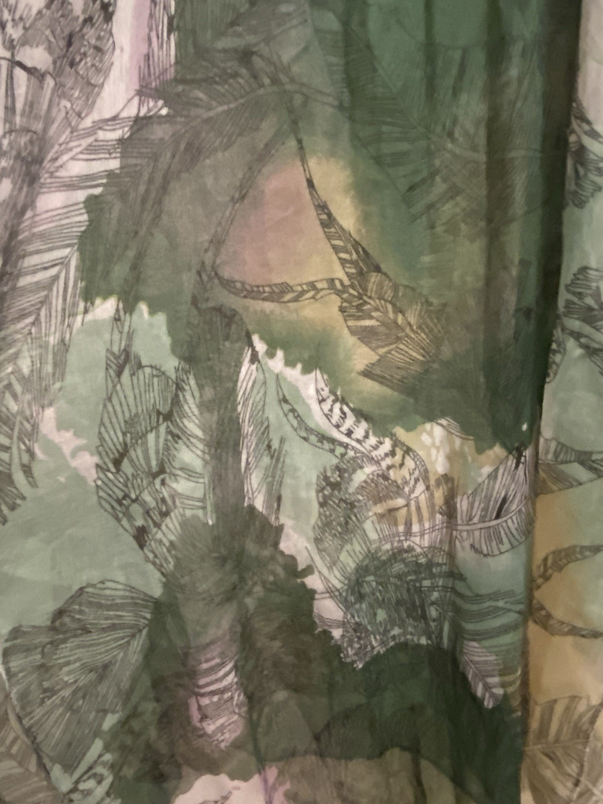 Neck Scarf Green Palm Leaf Tropical Print 70×25 70”L X 25”W Beach