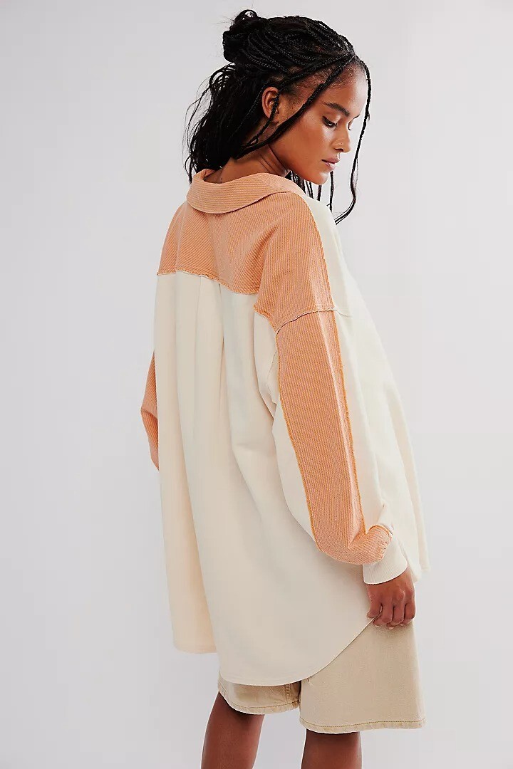 Free People Madeleine Sweatshirt Pullover Top Striped Oversized Slouchy L 271299