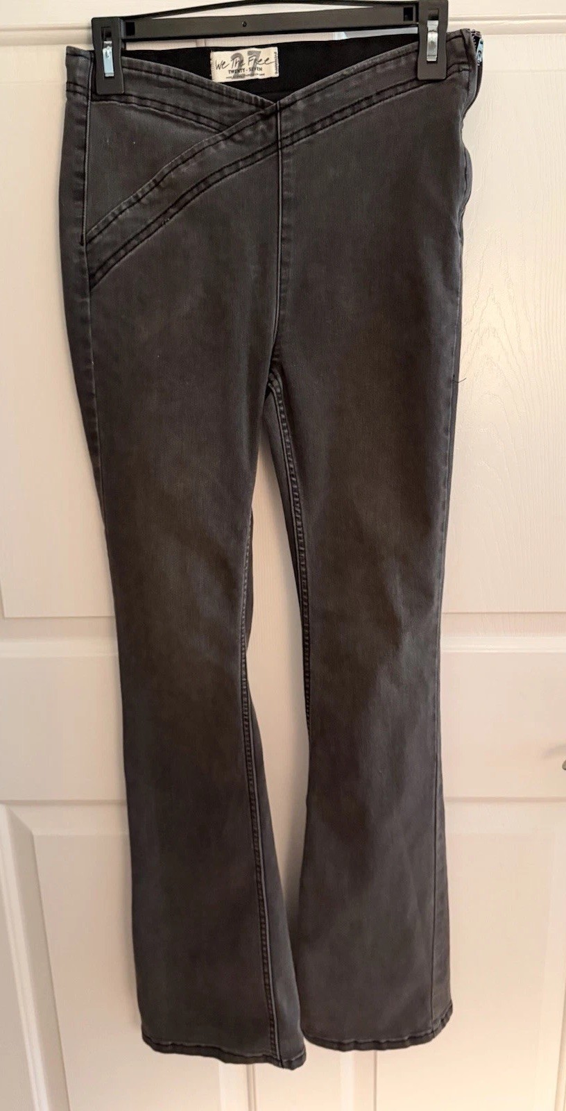 Free People We The Free Washed Black Side Zip Flare Jeans, Women’s Sz 27