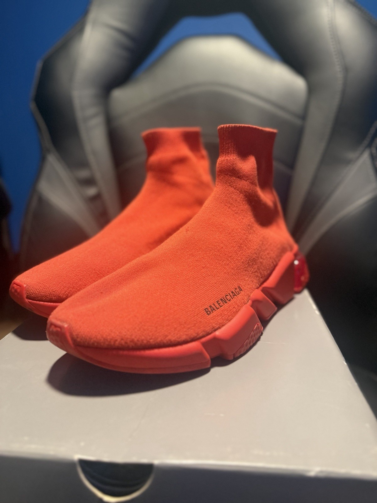 Balenciaga Speed Trainer Red Men’s Mid Top Slip-On Athletic Sneaker