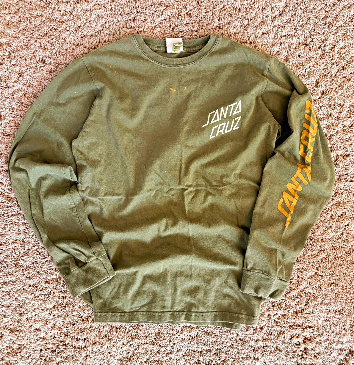 Santa Cruz Olive Green Long Sleeve Graphic T Shirt Men’s Small Skate Streetwear