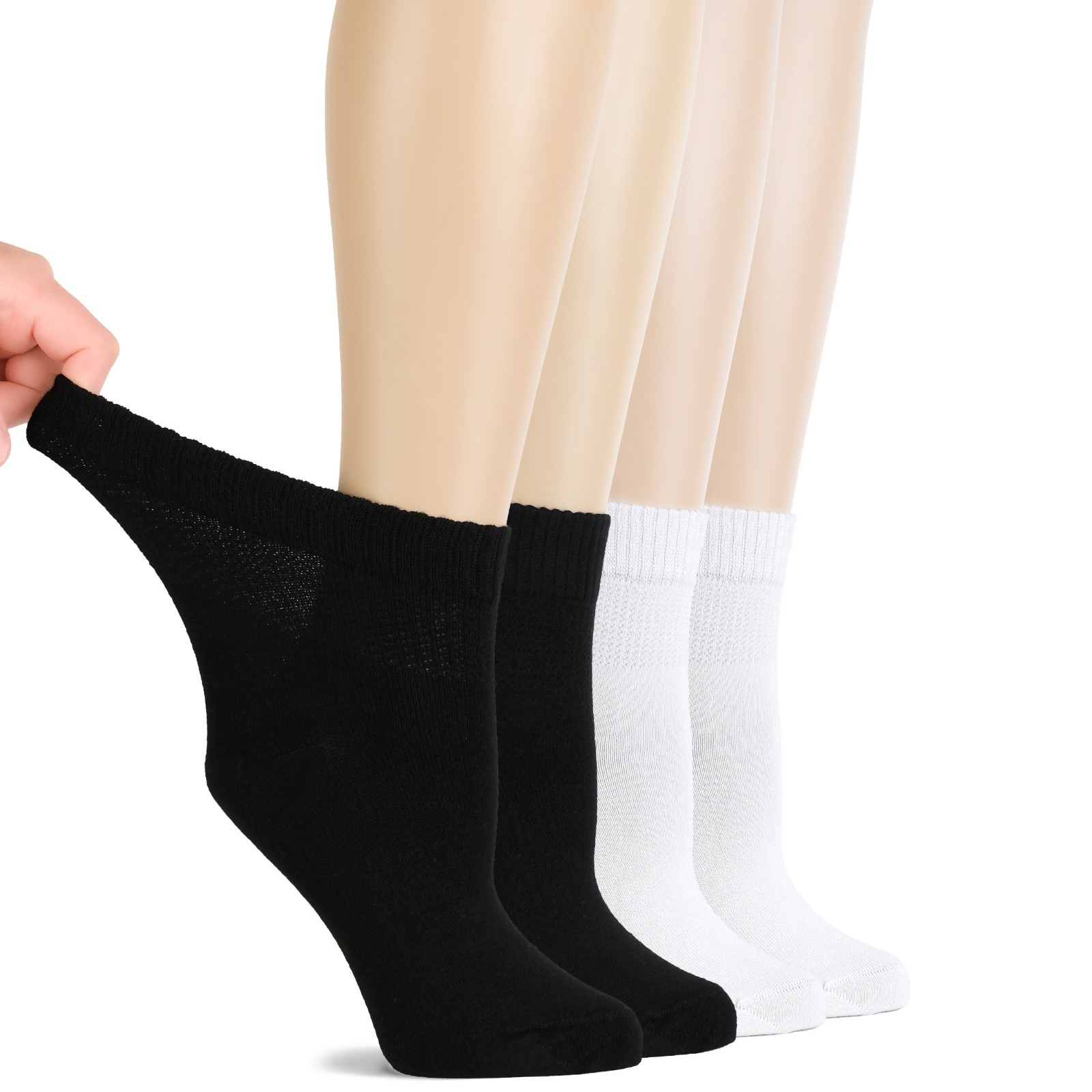 Women Bamboo Diabetic Ankle Casual Socks from Rayon, 4 Pair, by Hugh Ugoli
