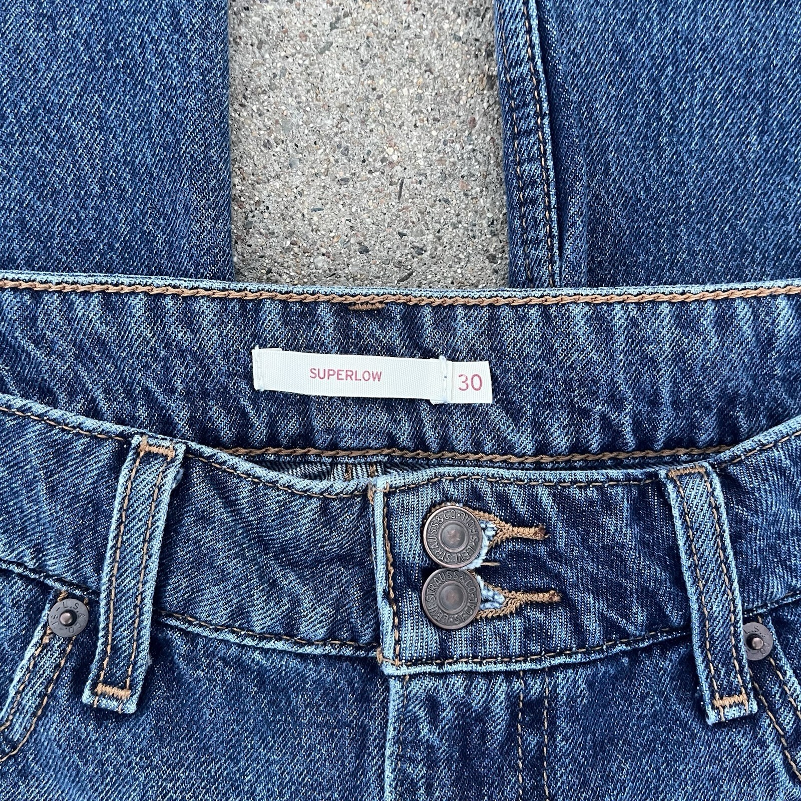 Levi’s Women’s Blue Denim Low Rise Straight Jeans, Regular Fit, Size 30