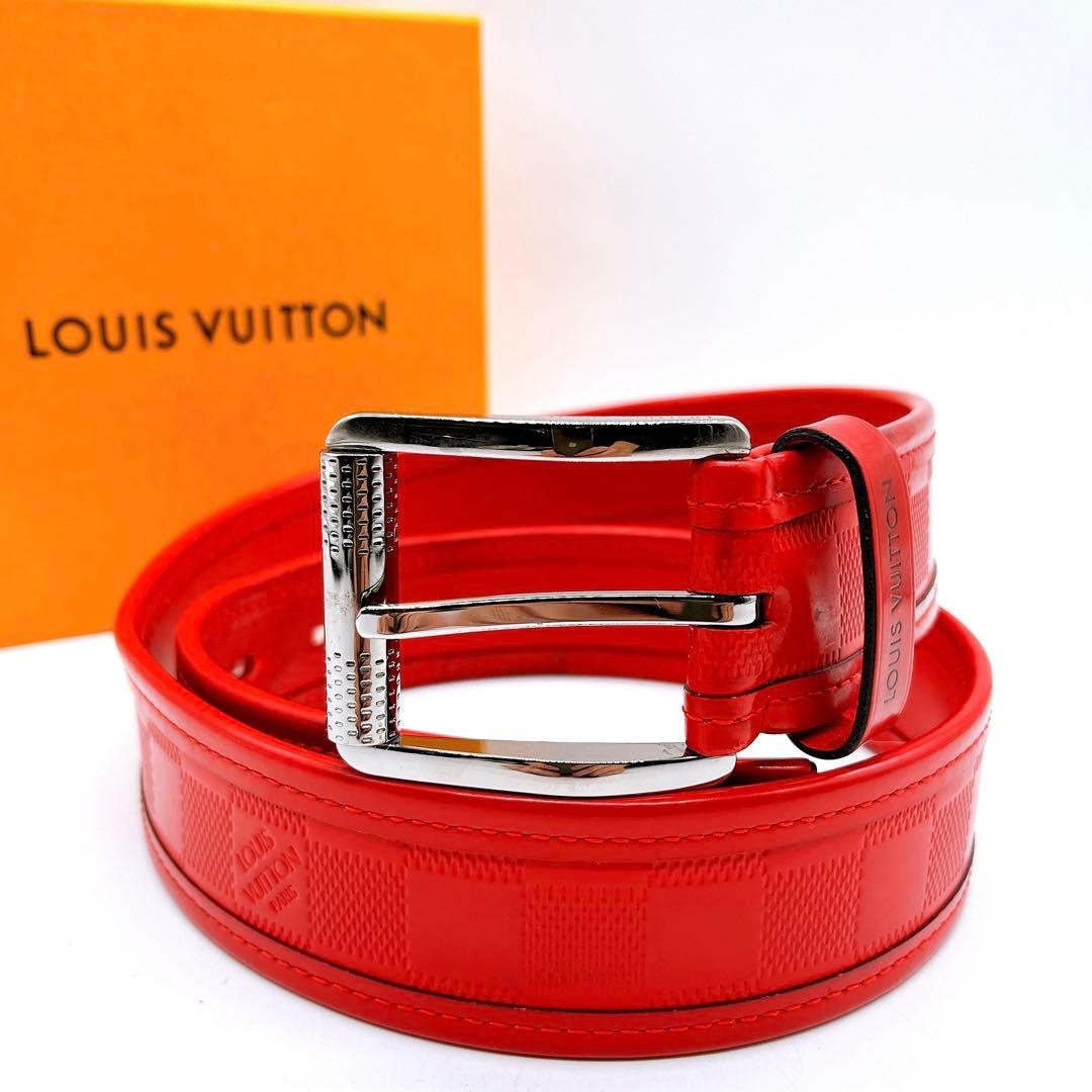 Louis Vuitton Damier Anthine Leather Belt Red Women’s SA Condition 105cm
