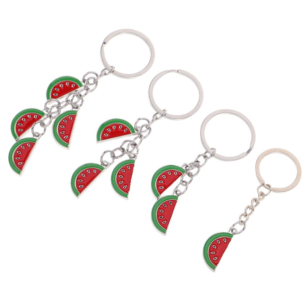 4Pcs Reusable Watermelon Slice Keychain Red Zinc Alloy Bag Charm Accessories
