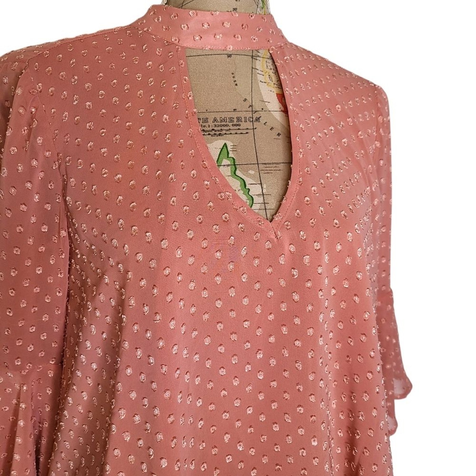 NWT Band of the Free Size Small Powder Pink Flowy Bohemian Ruffled Sleeve Blouse