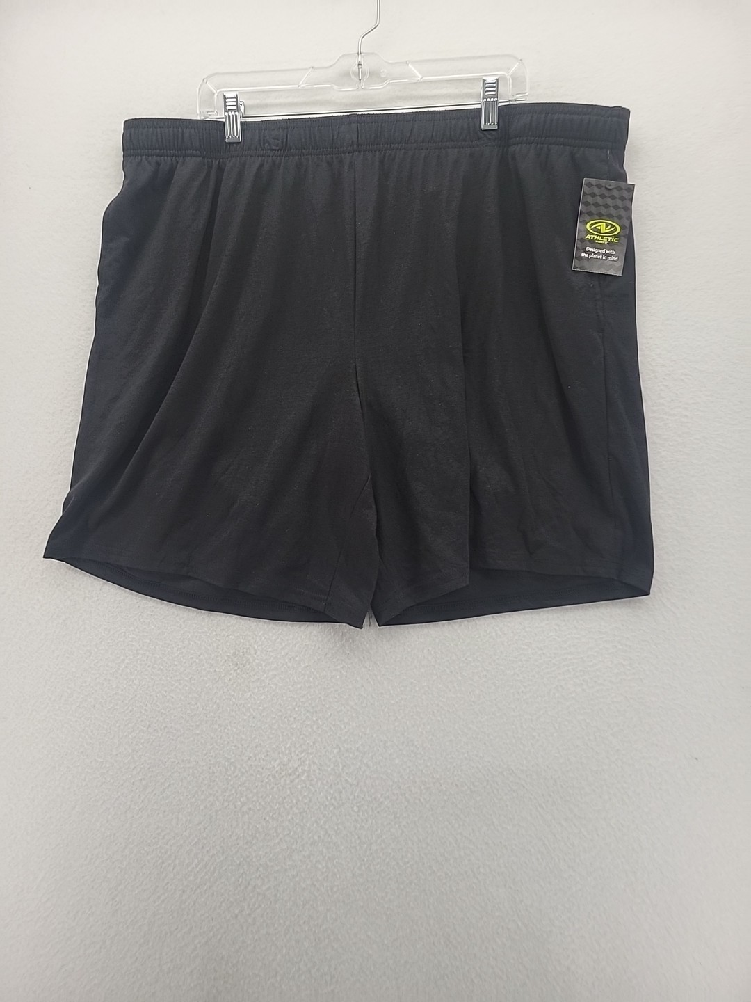 Athletic Works Mens Shorts 2XL 44-46 Black Pull On Elastic Waist Stretch Pockets