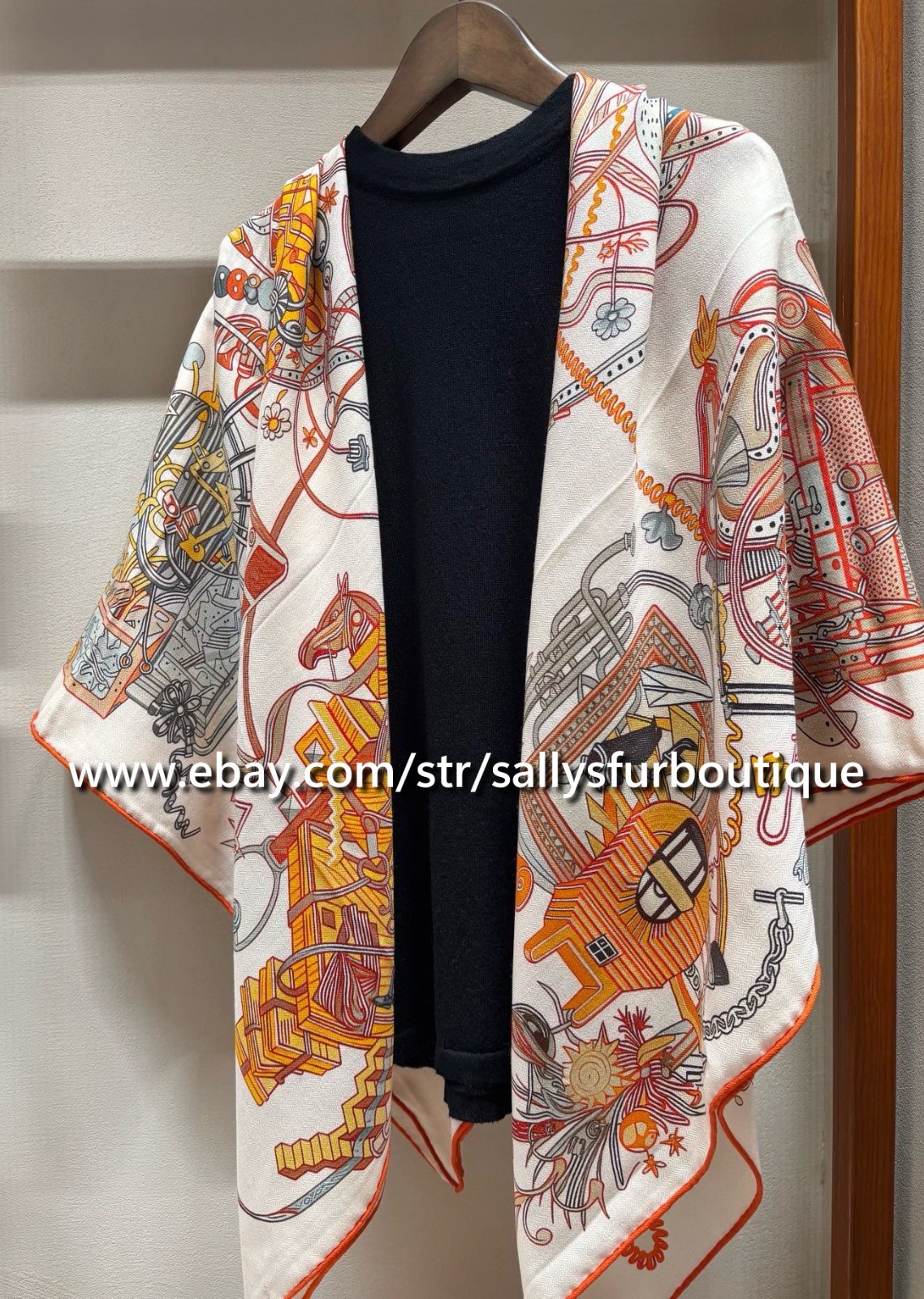 2026 Sallys 70% Cashmere 30% Silk Wrap Scarf Future Print Double Face Shawl 53″