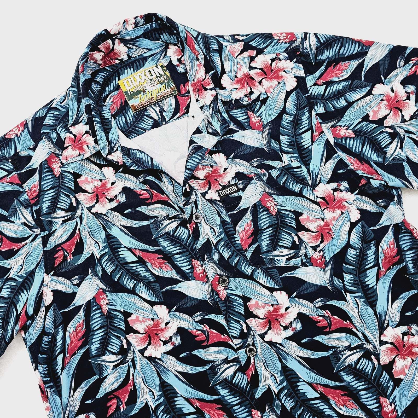 Dixxon Flannel Shirt Mens Medium Antigua Short Sleeve Hawaiian Floral D Lite