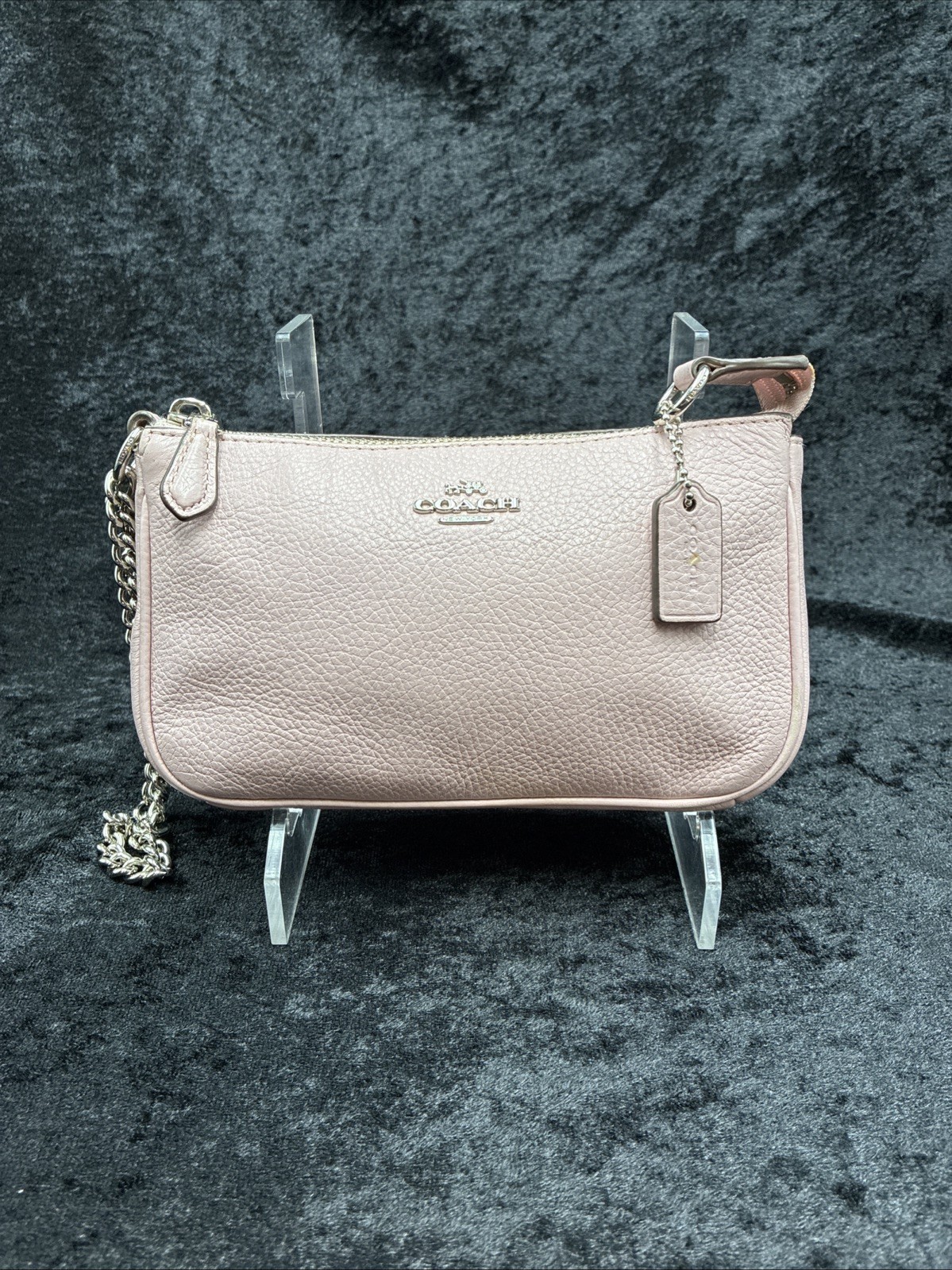 Coach Nolita 19 Petal Pink Pebbled Leather Wristlet Chain Shoulder Bag F53340 NY