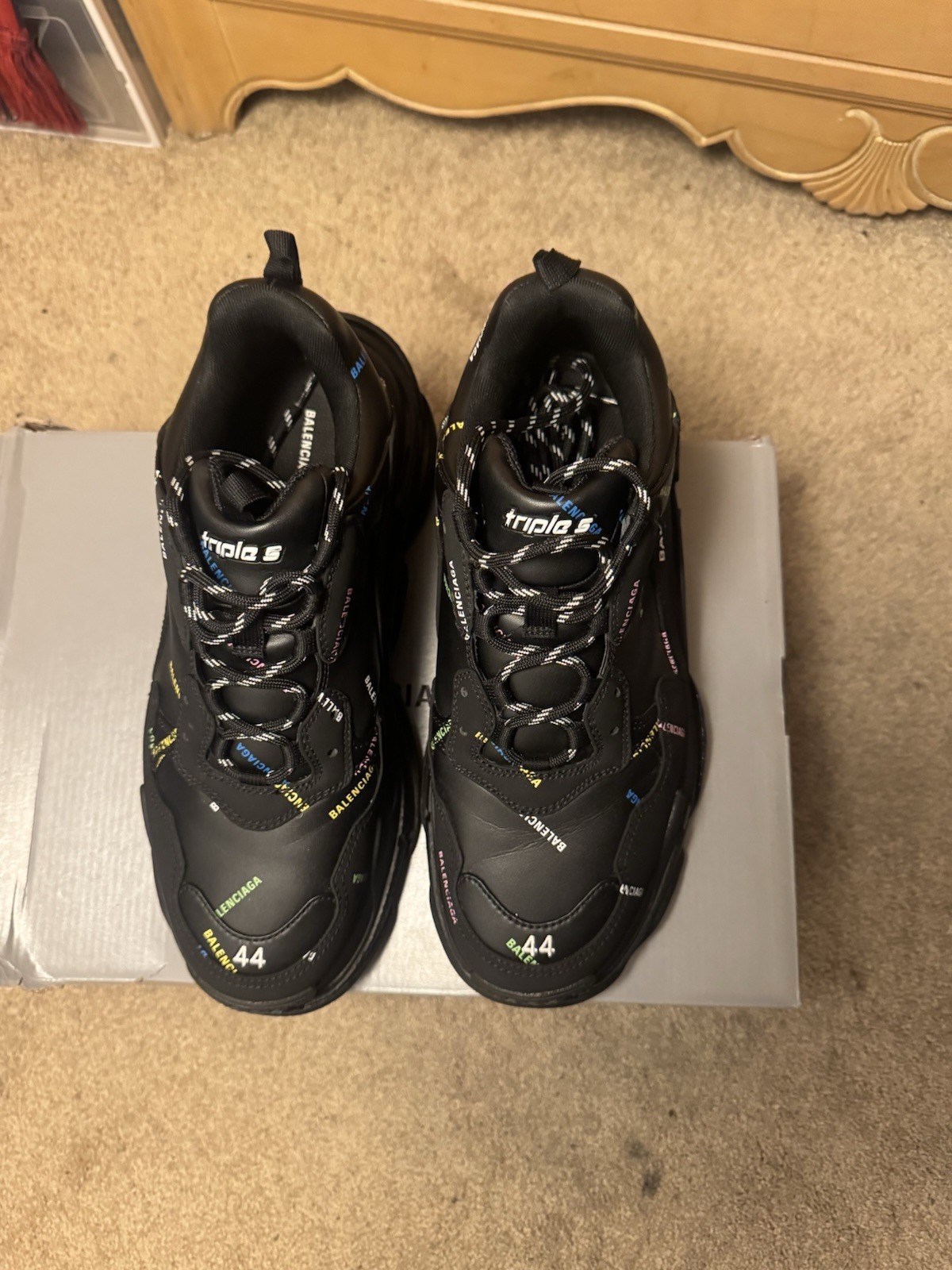 Balenciaga Triple S Black/Multicolor Logo Low Top Lace-Up Men’s Sneakers