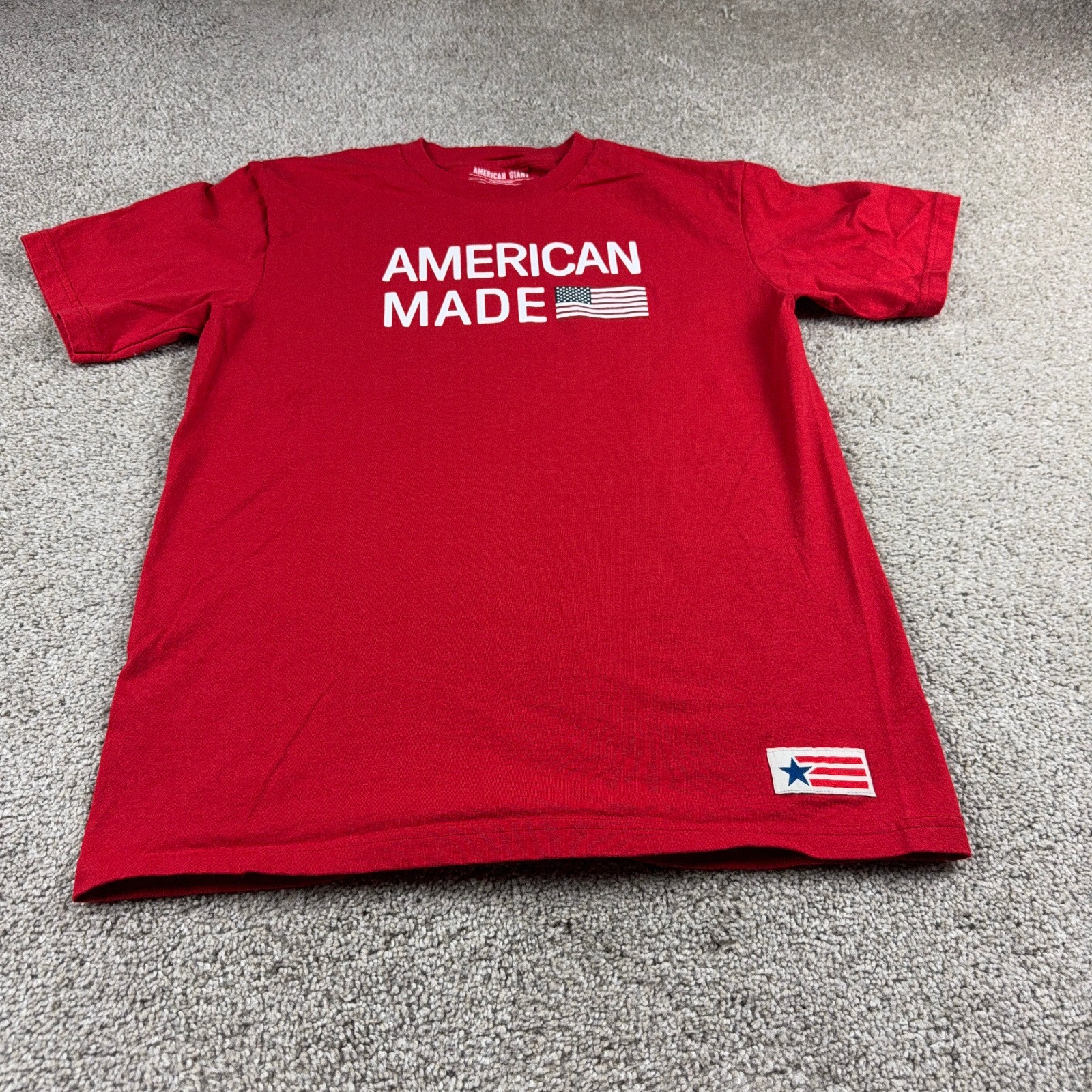 American GIant Shirt Mens Large Red American Made USA Flag Collection Tee Crew