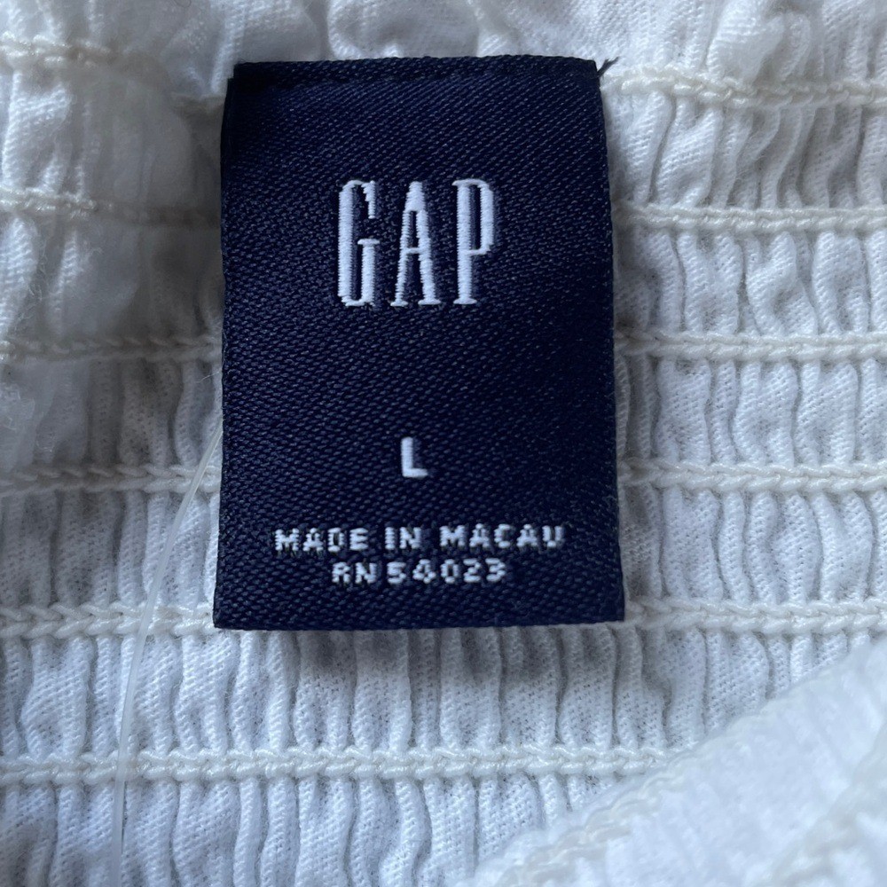 NWT Vintage GAP White Smocked Camisole Tank with Yellow Embroidery Size Large