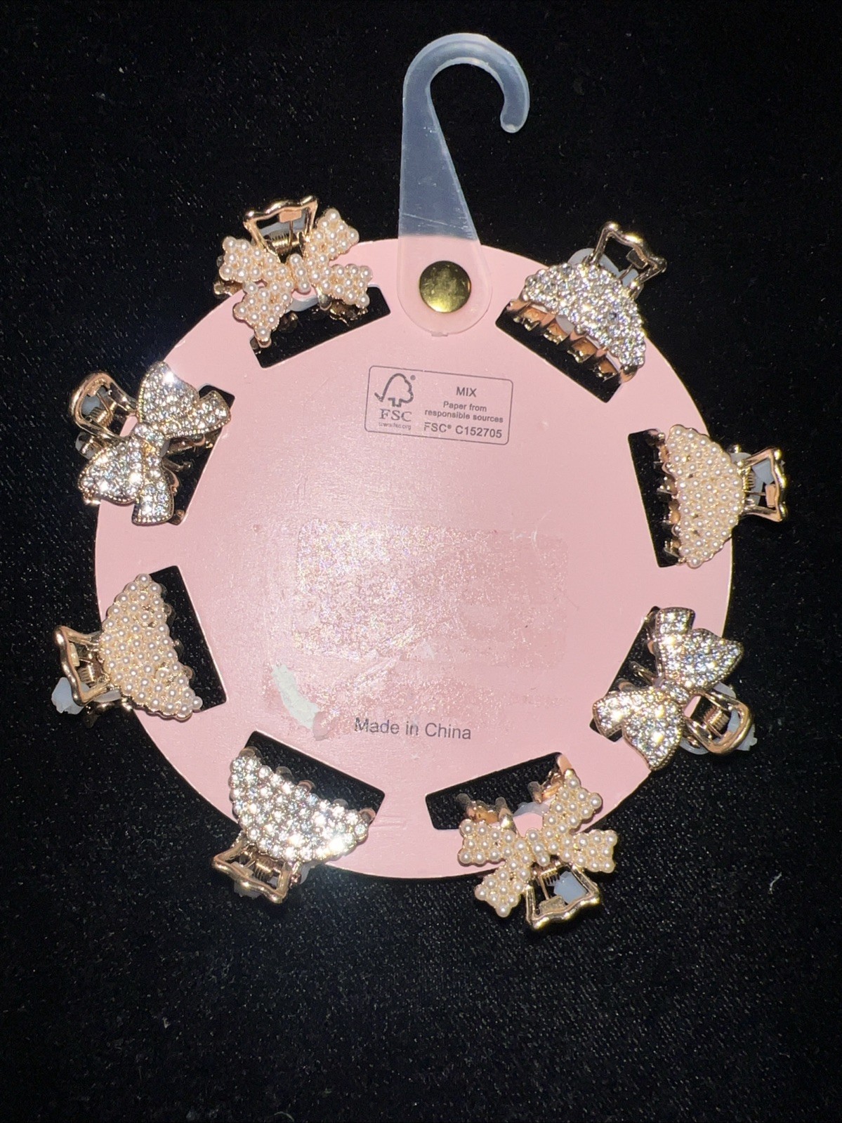 NEW piper . k – Pearl & Rhinestone Embellished Mini Claw Clips – Gold/White