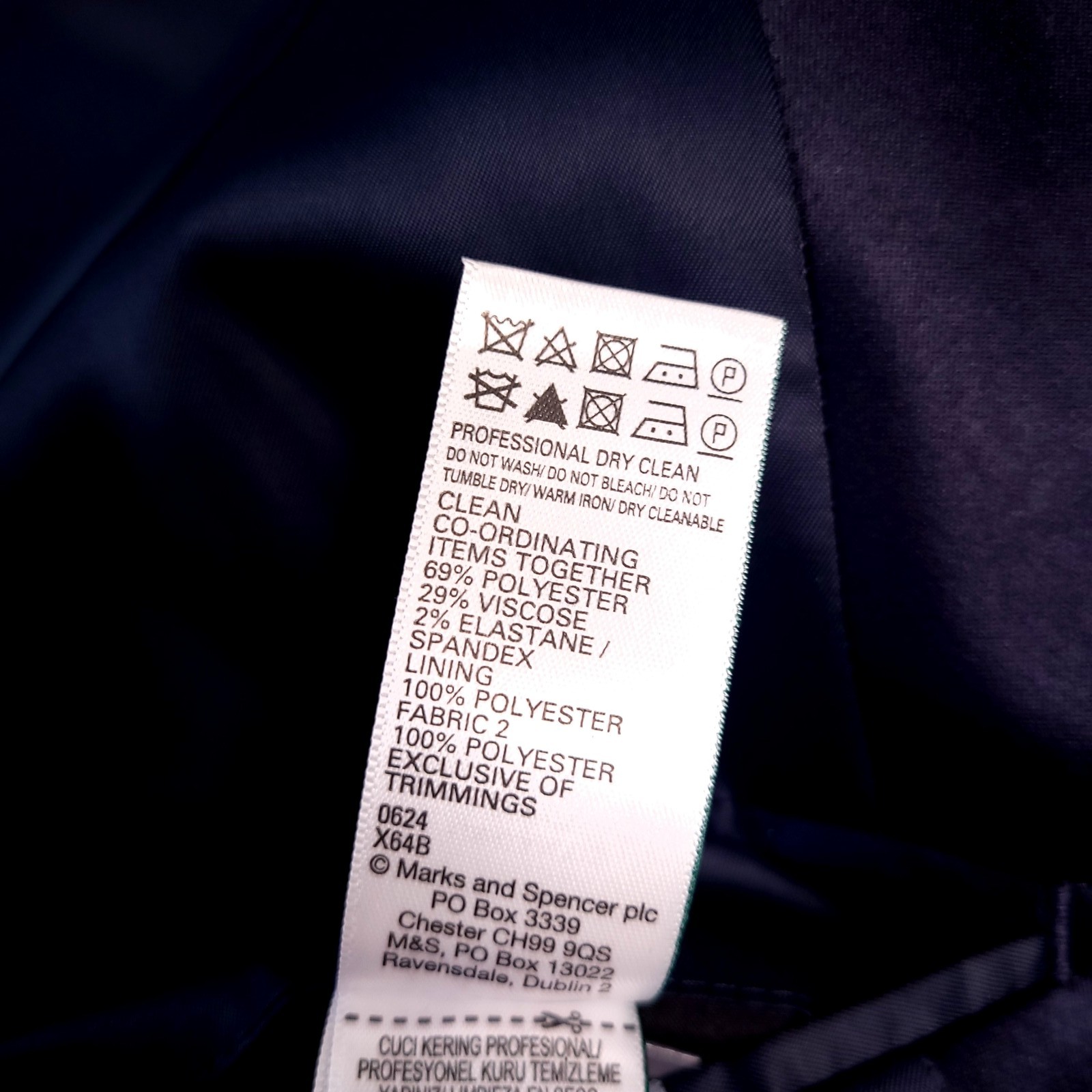 Marks & Spencer Tuxedo Dinner Jacket Mens 40R Slim Fit Navy Double Breasted