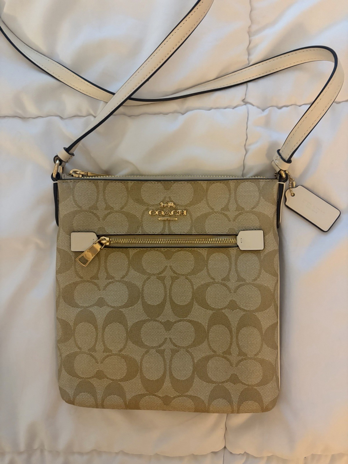 Coach Rowan File Bag in Signature Canvas (Khaki/Chalk)