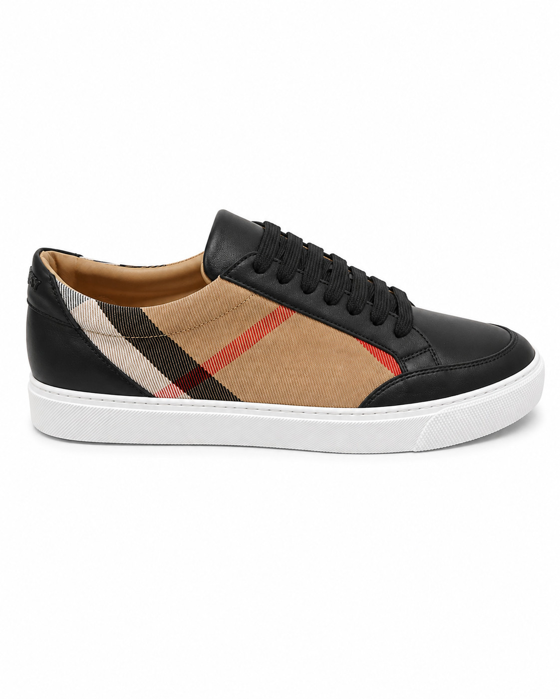 BURBERRY SALE CHECK PANEL SNEAKERS $790 LEATHER WHITE US8/EU38