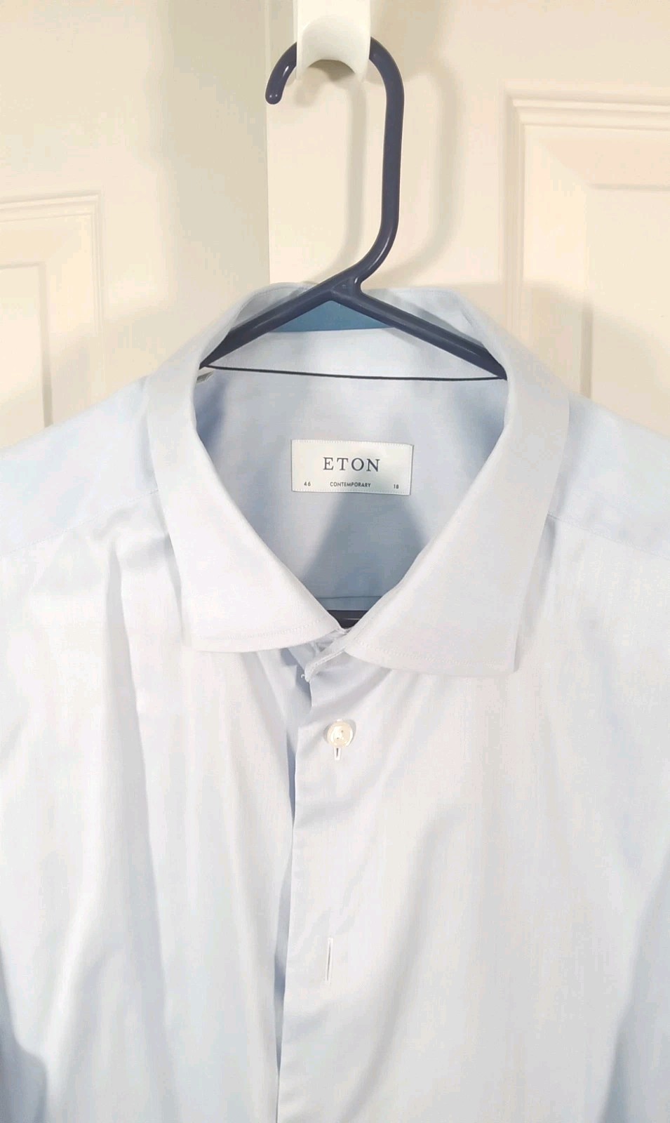 ETON Dress Shirts Men’s Button Up Classic Blue 100% Cotton 46/ 18 EUC