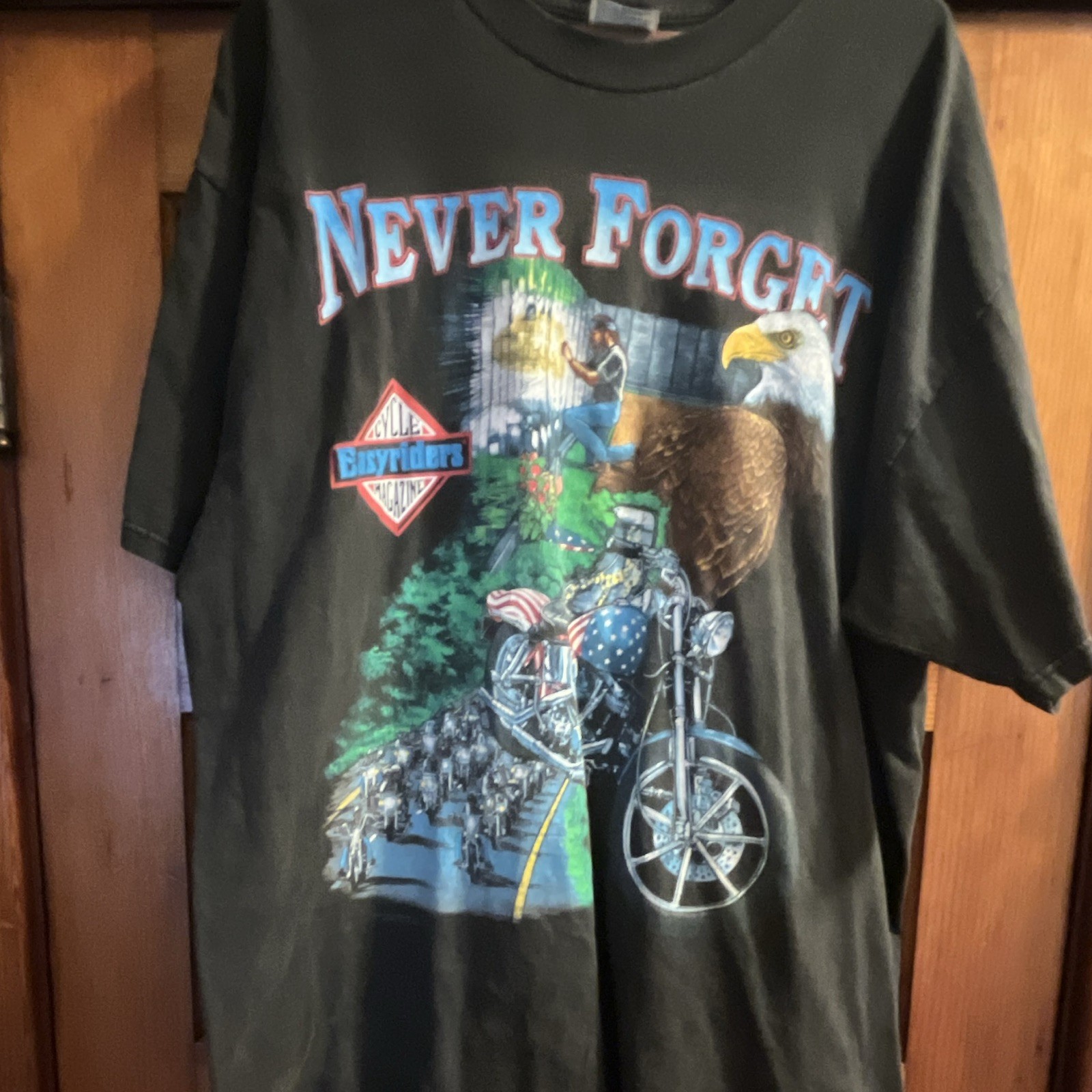 Vintage 90s Easy Riders T Shirt 2XL Never Forgot Motorcycle Memorial Day Biker