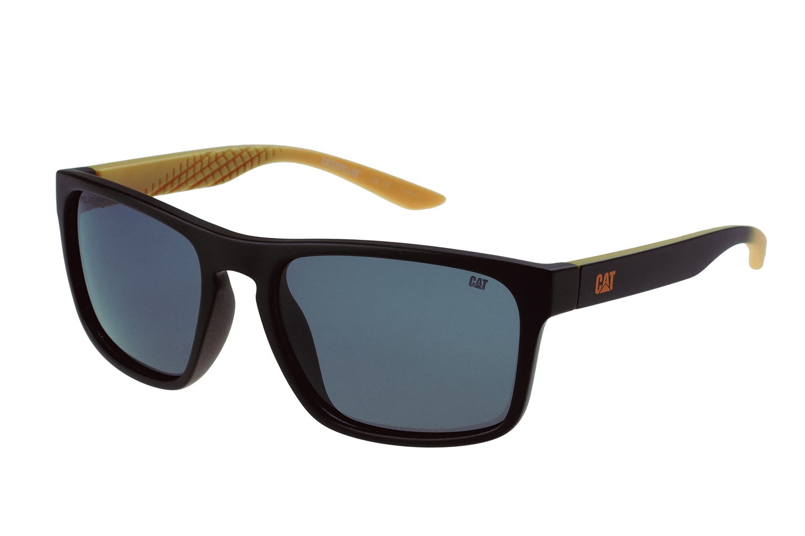 CAT 8017 Men’s Polarized Square Sunglasses, UV400 58 mm, Matte Black/Yellow