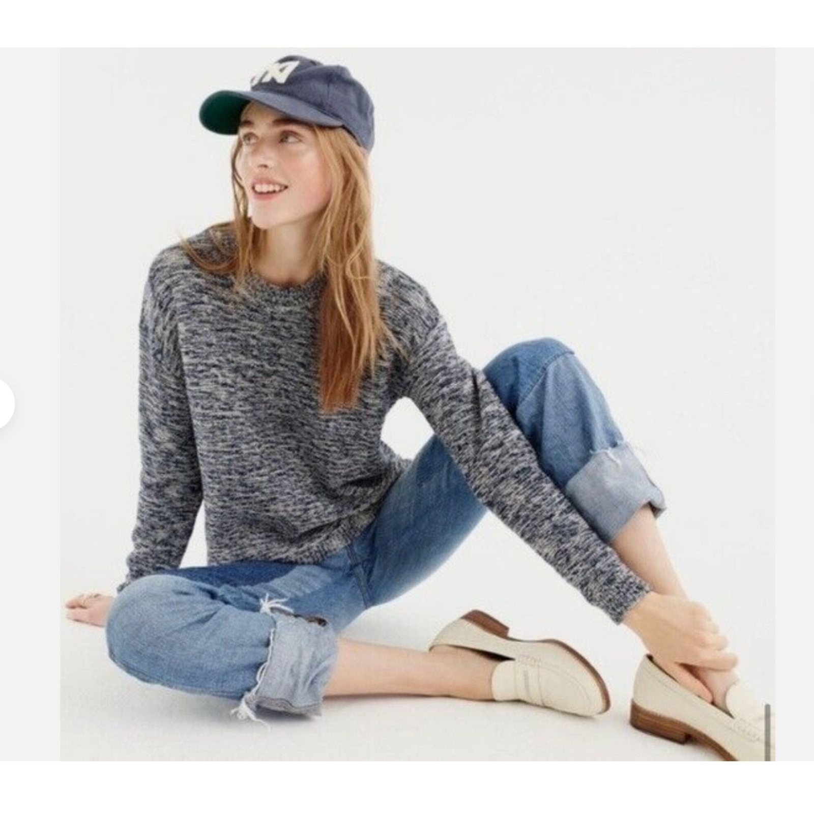 J. CREW Women Blue Marbled Pullover Sweater Small