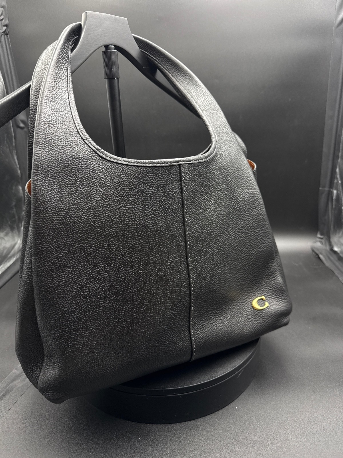 Coach Teri Black Pebble Leather Hobo Shoulder Bag