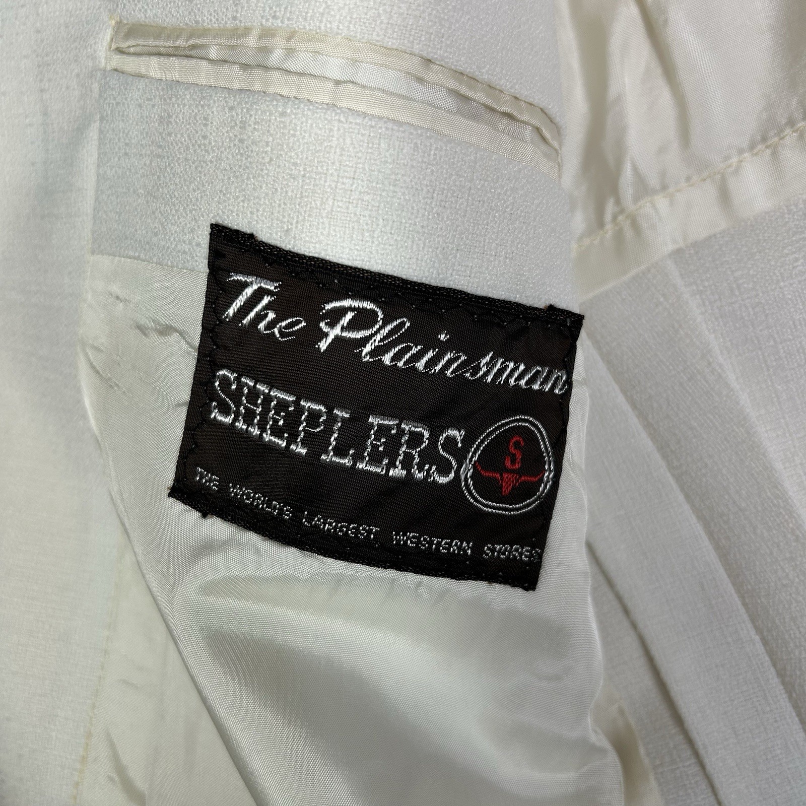 Vtg Sheplers The Plainsman Western Blazer Jacket Men White Cowboy Sz 42R Flaw