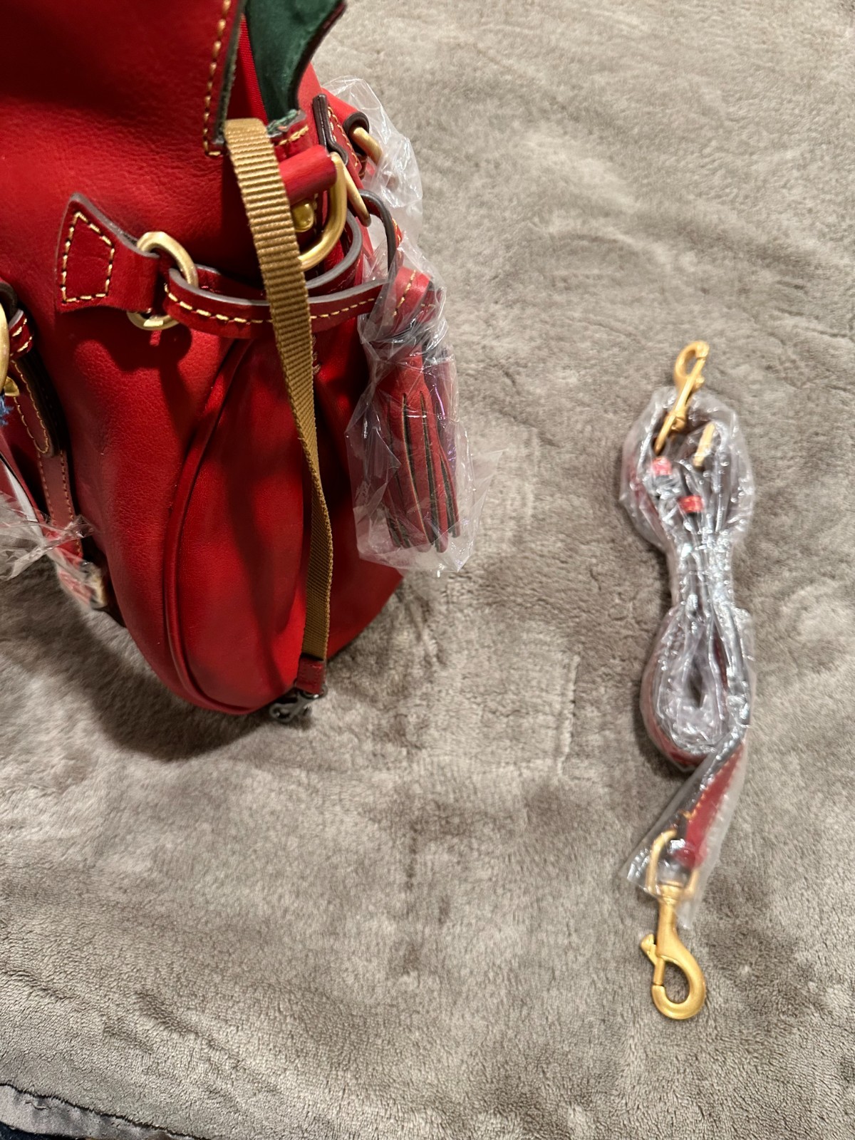 Dooney & Bourke Red Florentine Leather Bristol Satchel Purse with Tassel NWT