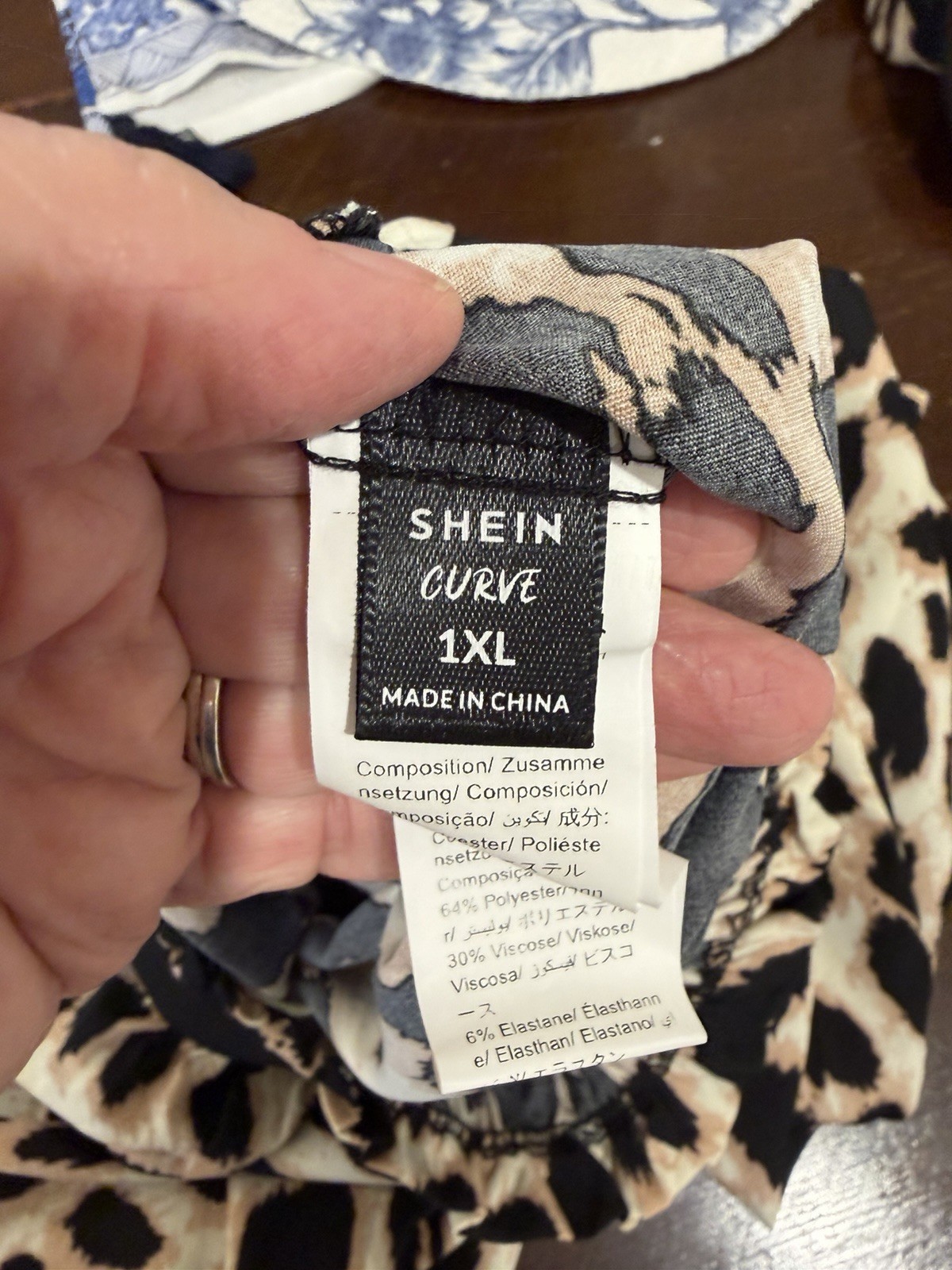 SHEIN Curve Plus 1XL Skater Short Leopard Animal Print Elastic Waist Skirt