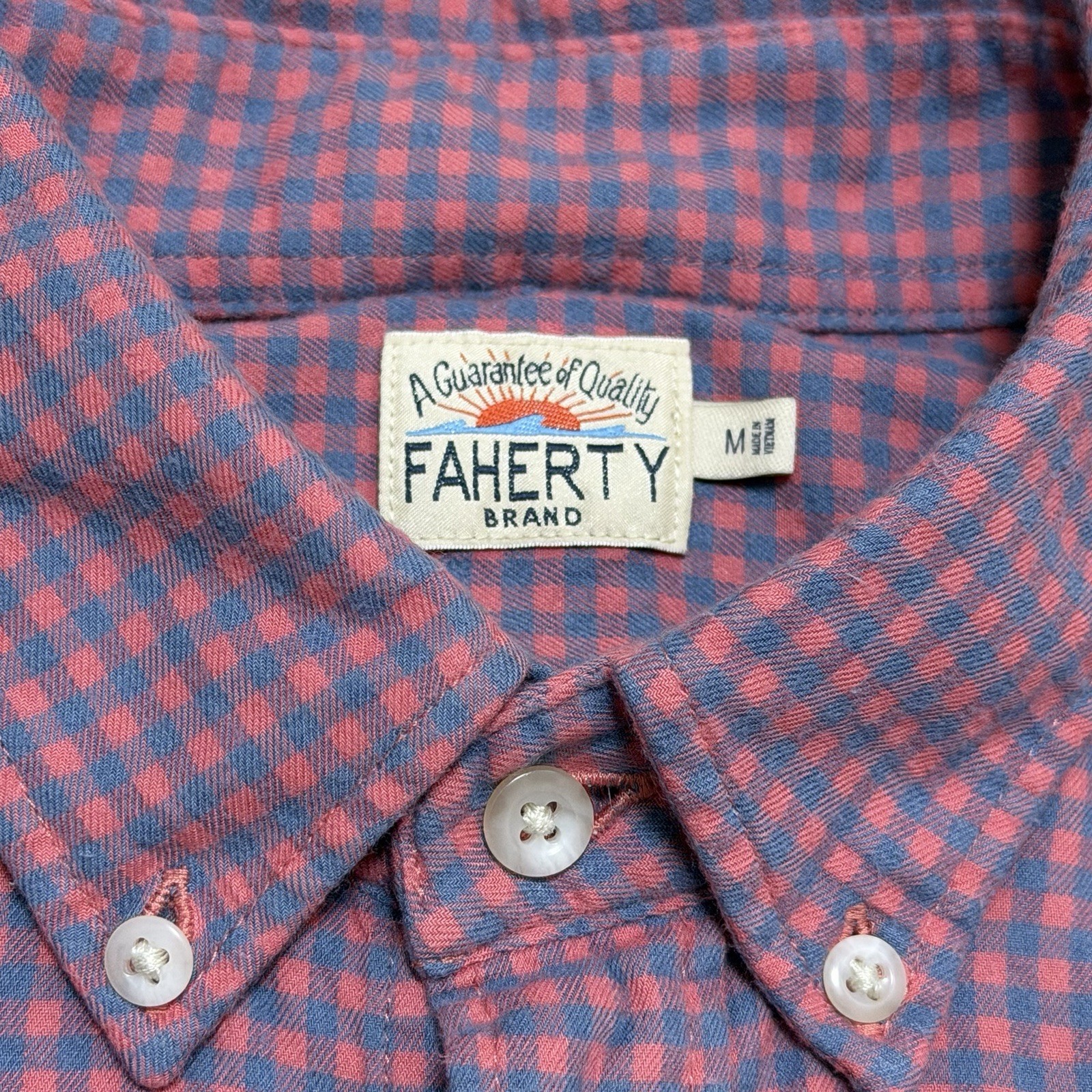 Faherty Mens Lightweight Movement Flannel Shirt Long Sleeve BLUE ROSE GINGHAM M