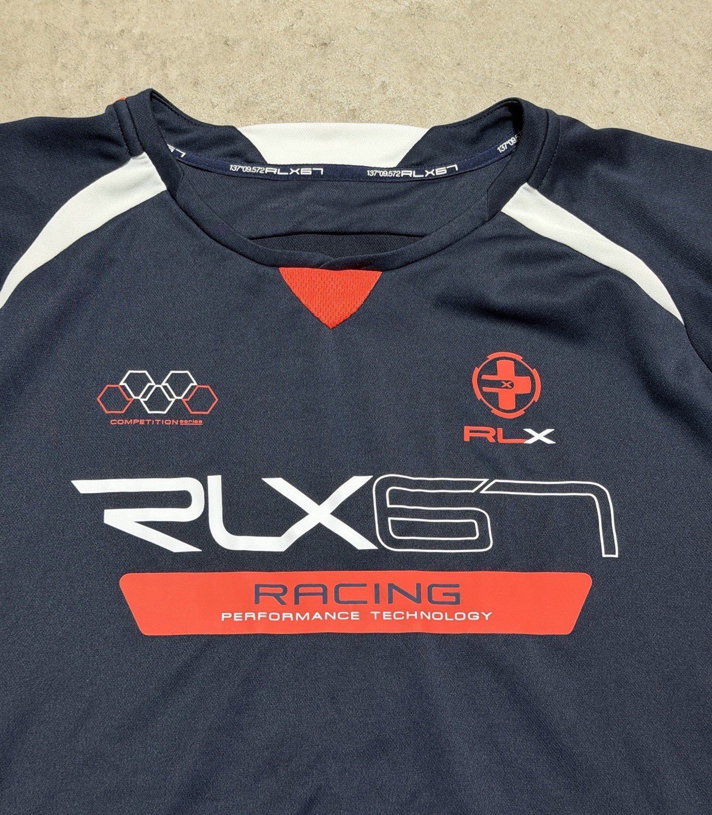 Ralph Lauren RLX 67 Racing Performance Technology T Shirt Size 23×26.5in Blue