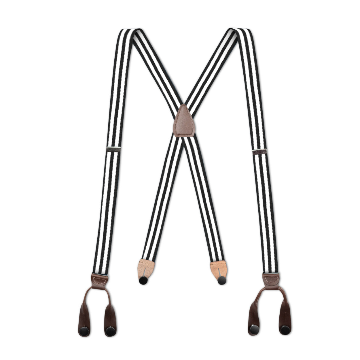 Men’s Suspenders – Button-On with Leather Ears and Goldtone Metal, USA Made