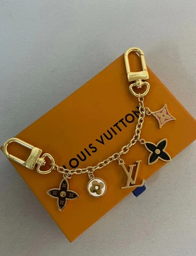 LV Monogram Idylle Bag Accessory Charm Chain Key Holder Gold 🚀