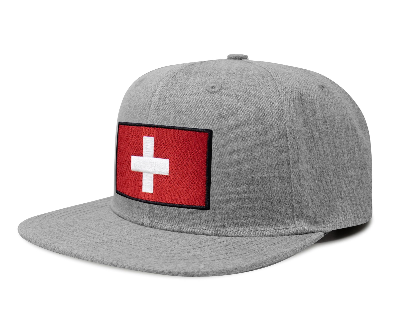 Swiss Flag Hat for Men Women – Snapback Trucker Baseball Cap (Grey Flatbill)