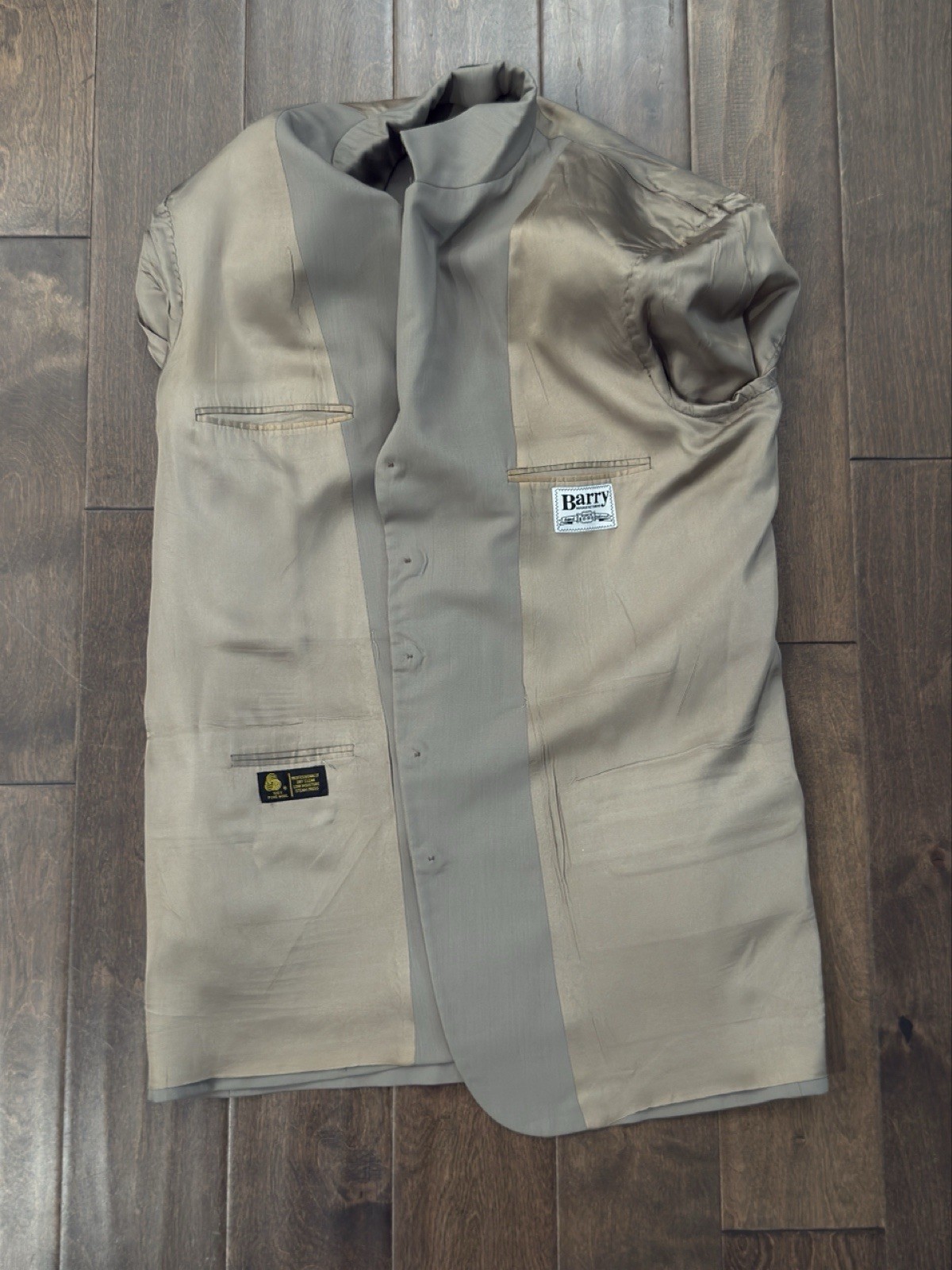 Barry Manufacturing 100% Pure Wool Suit Jacket 5-Button Sports Tan Coat Size 44L