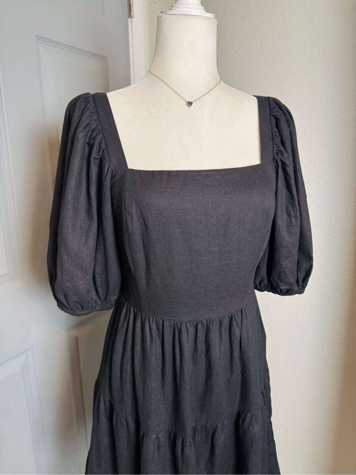 House of Harlow Puff Sleeved Square Neck Dress