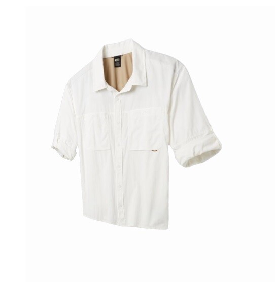 Men’s REI 193091 Sahara Solid White Long-Sleeve Shirt Classic Hike with UPF, NEW
