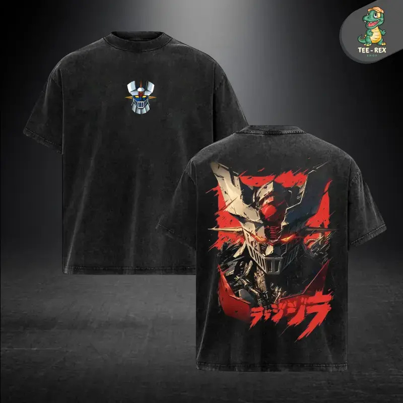 Mazinger Z Graphic Tee Cotton T Shirt Classic Mecha Anime Streetwear Retro Robot