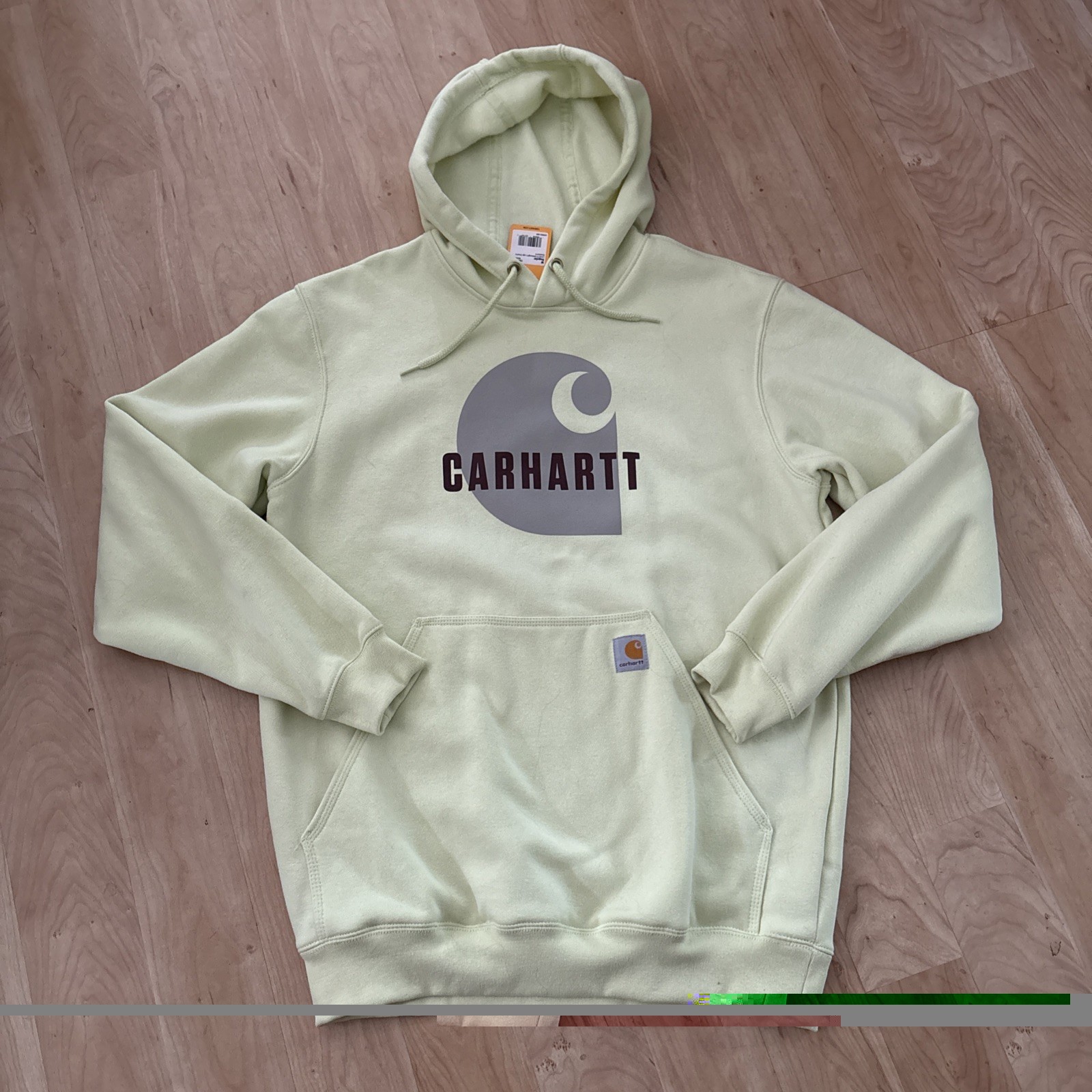 Carhartt Lime Green Graphic Print Pullover Hoodie Midweight Loose Fit Men’s M